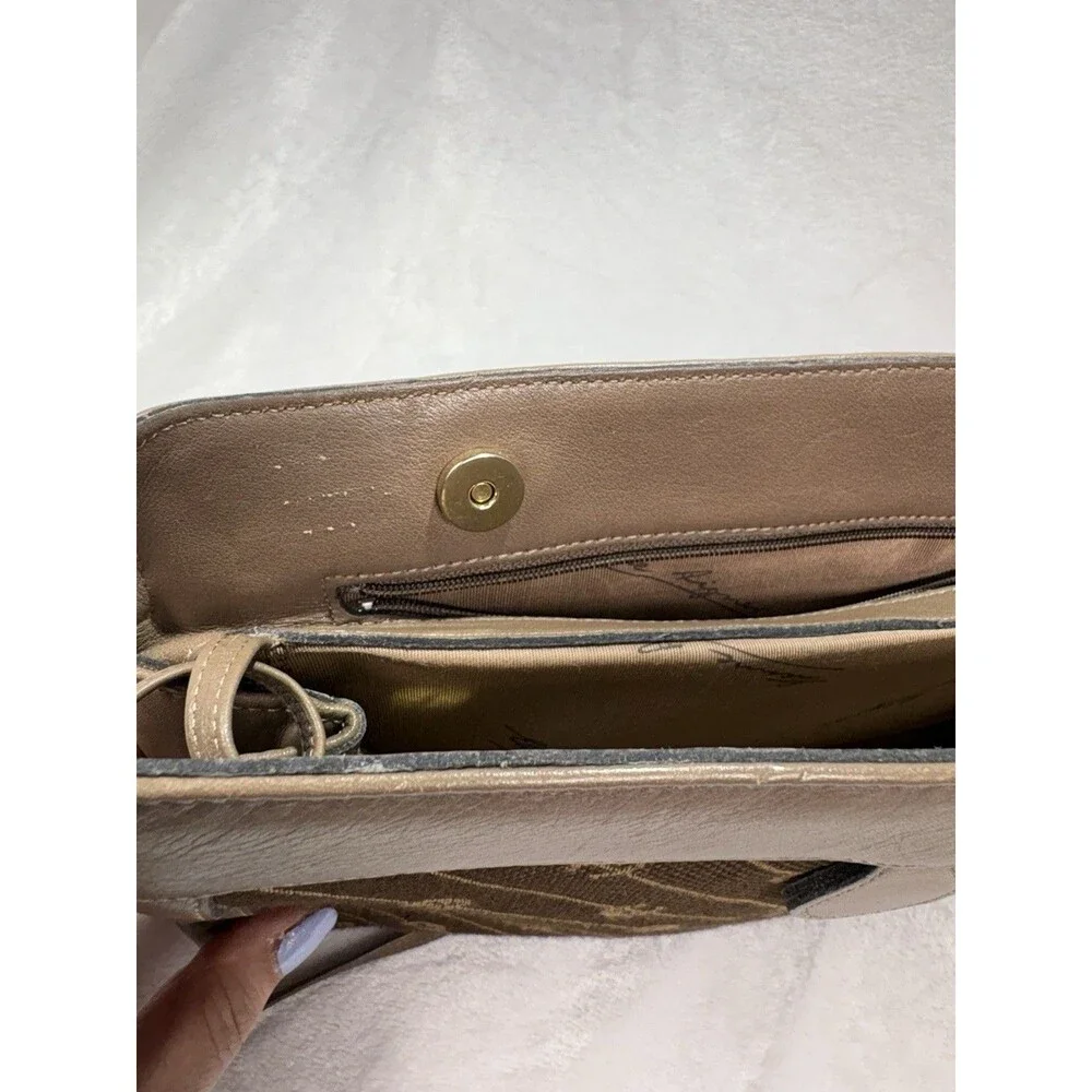 Vtg Etienne Aigner Shoulder Bag Purse Brown Logo Leather Trim Old Money Grandma